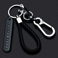 1PCS Mobile Phone Number Plate Pendant Keychain for Men Punk Trendy DIY Woven Leather Rope Anti-lost Car Key Chain Accessories