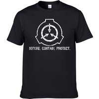 SCP Badge Printed T-shirt 2023 Summer 0 Neck Short Sleeve Top Casual Hip Hop Harajuku Style Top Men's and Women's Clothing F110