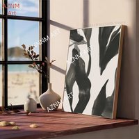 1pc Simple Style T-Textured Abstract Painting Black And White Canvas Painting Print Art Wall Decor