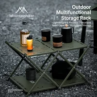 MOUNTAINHIKER Three-tier Rack Outdoor Storage Shelf Folding Shelf Portable Camping Picnic BBQ Storage Rack Garden Foldable Table