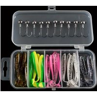 Set of 35 soft bait fishing lures with lead hook, soft plastic fishing gear, fishing gear, fishing soft bait set