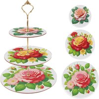 3layer Diamond Art Painting Cake Rack Kit For Adult,rose Pattern Diamond Art Dessert Rack, Suitable For Birthday decoration gift