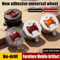 4pcs with Brake Adhesive Universal Wheel Casters Stainless Steel Beads 360° Rotation Type Furniture Casters Roller