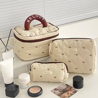 Fashion Brown Bow Cake Women Makeup Zipper Bag Large Capacity Tote Organizer Toiletry Cosmetic Pouch Ladies Make Up Handbag