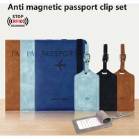 1 Set PU Travel Passport Cover Luggage Tag Suitcase Identifier Label Baggage Boarding Bag Tag Name ID Address Passport Holder