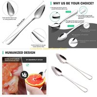 92MF 2 Pieces Grapefruit Spoons Thickness Rust Resistant Stainless Steel Serrated Grapefruit Utensils Tools Baby Puree Spoons