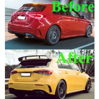 Rear Bumper Diffuser spoiler Lip with Exhaust Tips for Mercedes Benz A W177 A160 A180 A200 A220 A250 Hatchback A45 Look 2019+