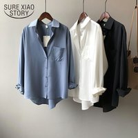 2025 herbst Vintage Bluse Frauen Frühling Langarm-shirt Koreanischen Stil Lose Beiläufige Weiß Tops Solide Elegante Blusas Alle Spiel