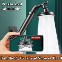 Dual-use Handheld & Overhead Shower Head Adjustable Rotatable Elbow Booster Shower Nozzle with Large Water Flow