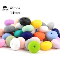 LOFCA Wholesale 50pcs/lot 14mm Mini Abacus Loose Silicone Beads Beaded Necklace For DIY Keychain Necklace Jewelry Accessories
