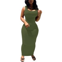 Elegant and slimming! Solid color sleeveless long dress - slim fit, stylish and versatile