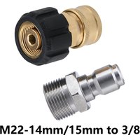 Tool Pressure Washer Adapter Set M22 to 3/8 Quick Connect for Pressure Washer Hose M22 14mm/15mm to M22 Metric Fitting 5000 PSI