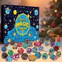 Christmas Calendar Countdown 24 Days Dice Holiday Countdown Dice Set for Teen Women Men Role Playing Table Game Holiday Season
