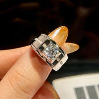 GRA 1CT Fashion Certified Moissanite Diamond Engagement Rings For Men Real 925 Sterling Silver Anniversary Gift Jewelry