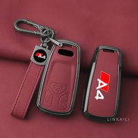Suitable for Audi A4L sports 2017 2019 2021 2022 zinc alloy car key cover custom LOGO leather fashion car key chain accessories