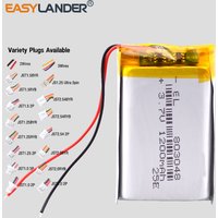 Variety Plugs 1200mAh 3.7V 803048 Rechargeable Lithium Polymer Lipo Battery for GPS Navigator MP5 Bluetooth Speaker Power
