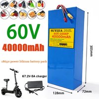 60V-40000mAh 18650 power rechargeable lithium battery pack 16S6P suitable for 250-2000W 40ABMS 67.2V 2A charger