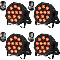 U'King 4PCS 18W 4in1 LED Par Light 12 LED RGBW DMX512 Flat Stage Light Effect Sound Activated Lamp for DJ Disco Party Bar Show