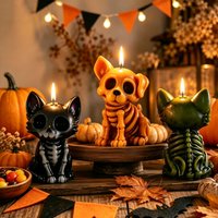 Animal bones cat and dog mold 3D Halloween Kitten Puppy skeleton Candle mold Holiday gift making