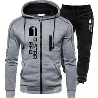 New Spring and Autumn men's zippered jacket sportswear set, outdoor jogging men's casual sportswear shirt + pants 2-piece set