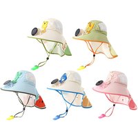 Solar USB Charging Fan Sun Hat UPF50+ UV Protection Wide Brim Neck Flap Breathable Mesh Adjustable Cooling Hat for Outdoor