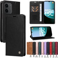 Magnetic Flip Leather Case For Redmi 15 15C 14C 13 13C 12 12C 10 Prime 10C 10A 9A 9C A5 A3 A1 Plus 171 173 Premium Litchi stria