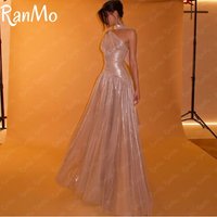 Ranmo 2025 New Shiny Prom Gown One Shoulder A Line Long Formal Occasion Dresses Women Sequined Tight Prom Party Gowns Customized