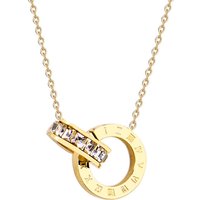Women's Classic Roman Numeral Crystal Necklace - Luxury Stainless Steel Elegant Fashion Jewelry Gift for Wedding Party