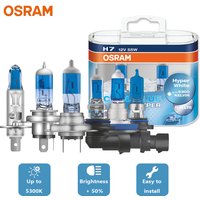 OSRAM Car Halogen H7 H4 H11 H1 HB3 9005 HB4 9006 Cool Blue Hyper Headlight Hi/Lo Beam 5300K 12V 55W +50% Bright White Bulb,2X