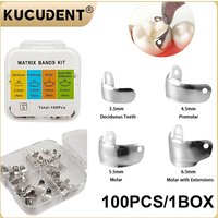 100Pcs/Box Dental Matrix Bands Sectional Contoured Metal Matrices For Teeth Replacement Dentistry Materials 3.5/4.5/5.5/6.5mm