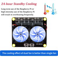 52Pi For Raspberry Pi LED Dual Cooling Fan Module GPIO Expansion Board For Raspberry Pi 4 Model B 3B+/3B/4B