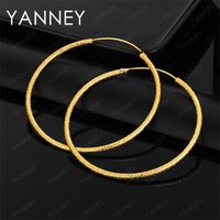 Fashion 925 Sterling Silver 18K Gold 50mm Exquisite Frosted Hoop Earrings Women's Party Favor Wedding Jewelry Accessories