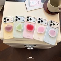 Candy Color Full Coverage Shockproof Case with Cute Fruit Phone Holder Stand for IPhone 17 16 15 14 13 Pro Max Soft Back Cover