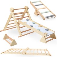 Mamabrum Holz-Spielplatz Pikler-Dreieck-Set XXL Kletterwand Leiter Montessori Lernspielzeug für Kinder ab 3 Jahren