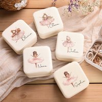 Personalized Name Jewelry Box with Dancing Design, Bridesmaid Travel Jewelry Case, Custom Name Bridesmaid Proposal Gifts