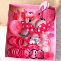 30 Pieces Children's Hair Accessories Rabbit Set Cute Princess Hairpin Rubber Band Baby No Hurt Headband Girls' Head