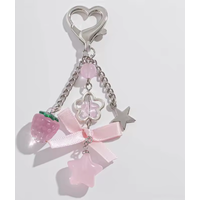 Y2K Fashion Strawberry Star Love Bow Strawberry Pendant Acrylic Keychain Student Women's Bag Backpack Pants Chain Accessories