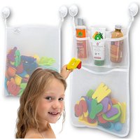 Baby Shower Bath Toys White Baby Kids Toy Storage Mesh With Strong Suction Cups Toy Bag Net Bathroom Organizer