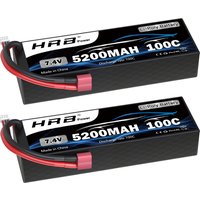 1/2 stücke HRB 2S 7,4 V 5200 mah Lipo Batterie 100C RC Auto Batterie mit T Deans stecker Hard case Batterie für RC Auto Lkw Tank 1/10 1/12