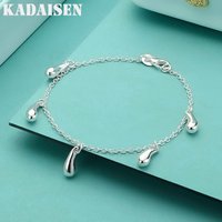 Hot New 925 Sterling Silver Wild Five Water Droplets Chain Men'S Bracelets Wedding Party Wild Christmas Gifts Fashion Jewelry