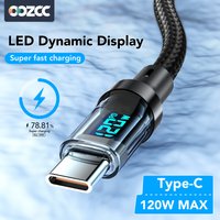 Oozcc 120W MAX 6A Fast Charging LCD Dynamic Display Cable, USB-A to Type-C PD Cable Nylon Data Sync, Compatible for Samsung, Pho