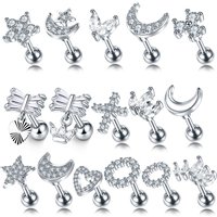 1Pc 316 Stainless Steel Earrings Cubic Zircon 16G 6mm Cartilage Helix Stud Lobe Daith Tragus Ear Piercing Jewelry for Women