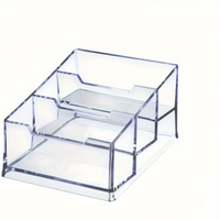 Acrylic Business Card Holder, Transparent Card Storage Rack 3-Tier Plastic Desktop Business Card Holder Display Rack