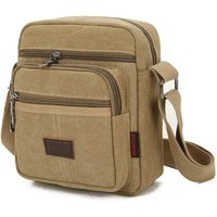 Casual Canvas Men's Shoulder Bag Large Capacity Solid Color Crossbody Bag Zipper Multi Layer Business Cash Bag