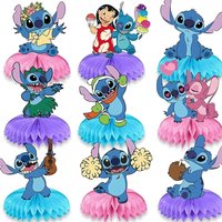 Stitch Honeycomb Centerpieces 9PCS Stitch Themed Table Decorations, Stitch party decorations, Cute Stitch and Lilo Honeycomb