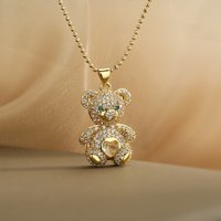 Luxury Little Bear Pendant Necklaces For Women Girls,Glamorous Design With AAA Cubic Zirconia ,Delicate Party Dating Jewelry