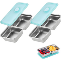 Snack container, reusable double-layer snack container - stainless steel seasoning box with lid, for outdoor camping food storag