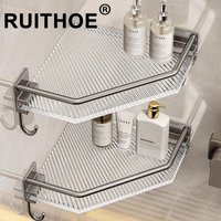 Bathroom Corner Shelf Wall Mount No Drill Shower Caddy Acrylic Easy to install Shampoo and shower gel holder Bathroom Rack