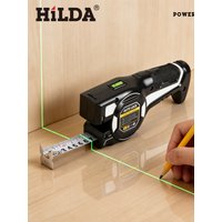 HILDA Professional Laser Tape Measure with Green Laser Level Auto Retractable Measuring Tool for Renovation Engineering Woodwork
