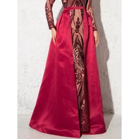 Burgunderroter Binderock für Ballkleid, Gold, Grün, Schwarz